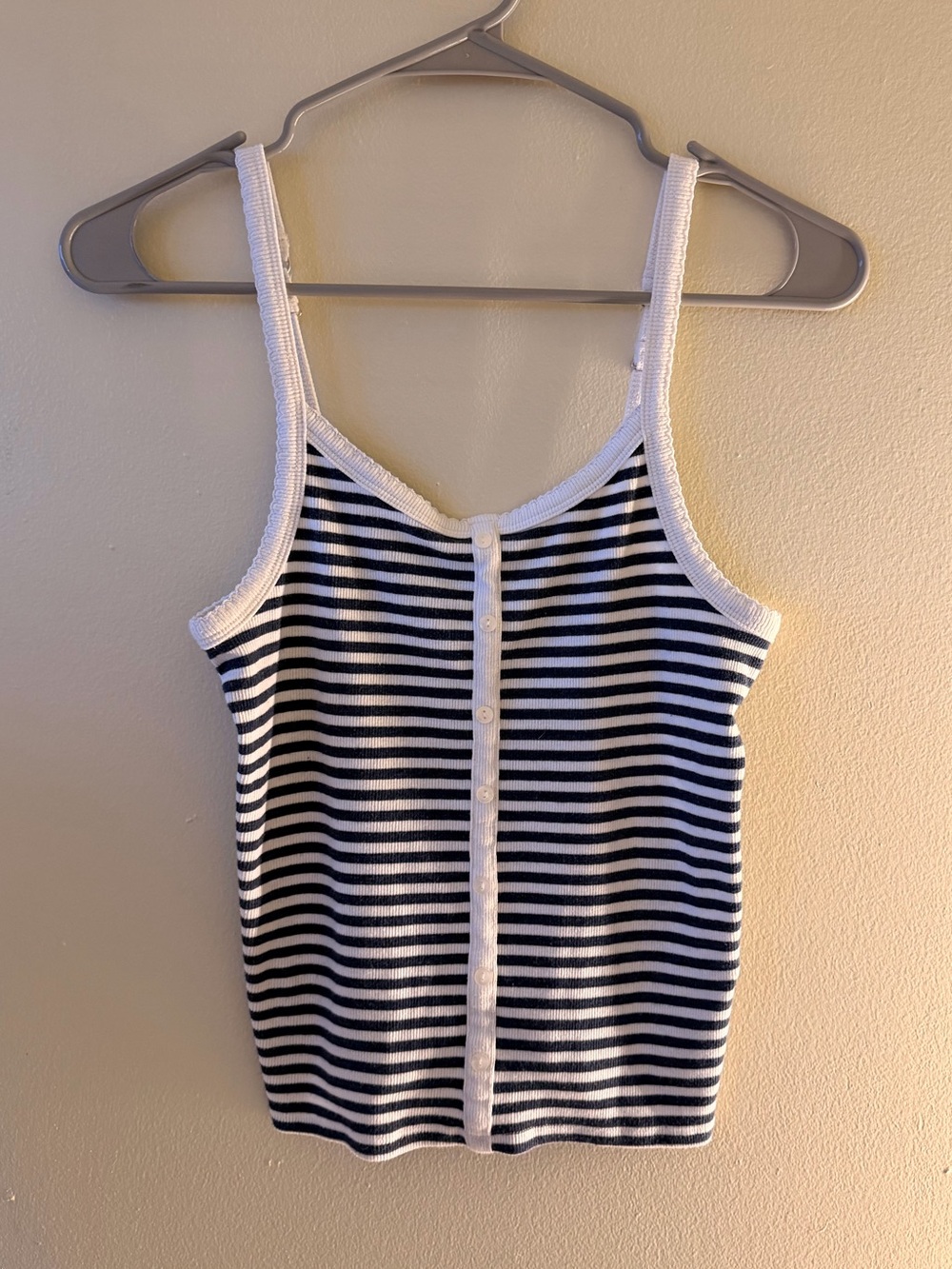 Abercrombie & Fitch Striped Button-Front Tank Top - White & Black
